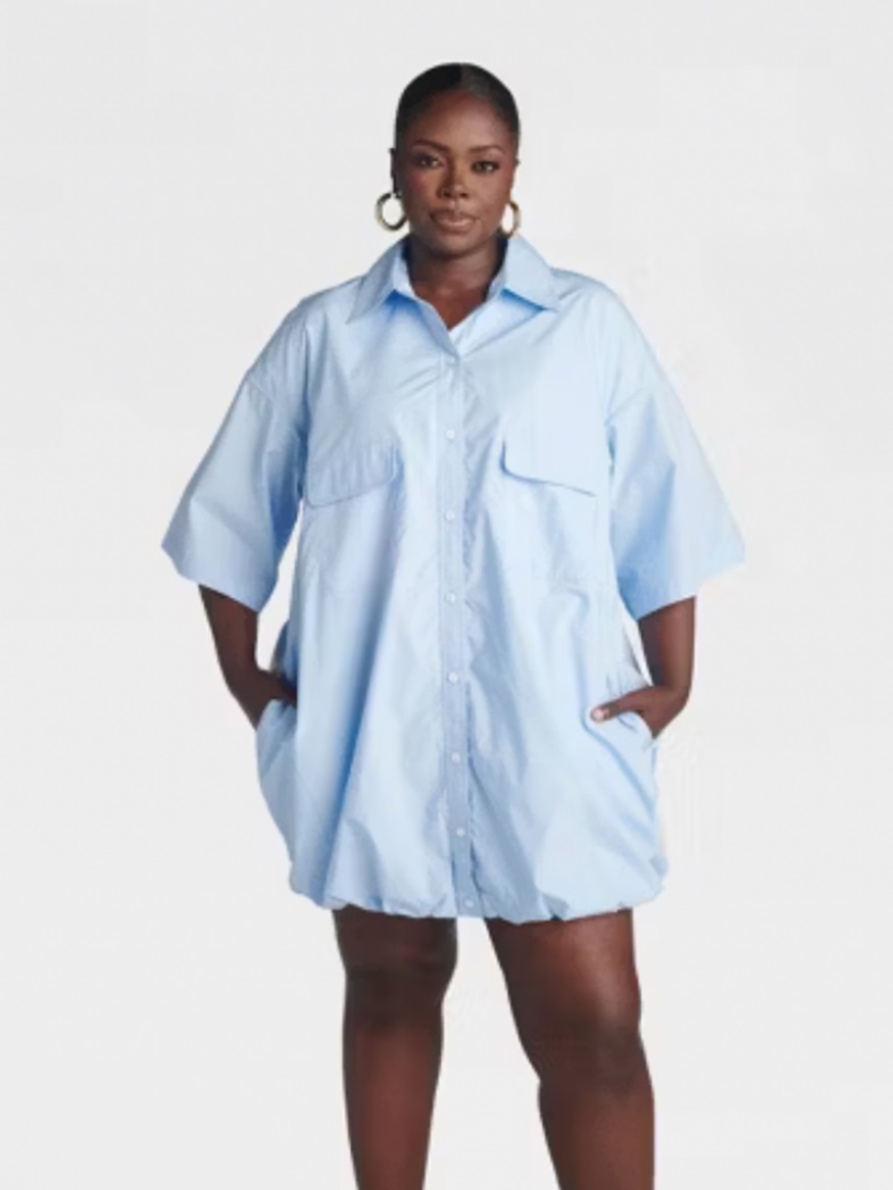 KBB by Kahlana Women's Short Sleeve the bubble Shirt Dress Blue Medium NWT